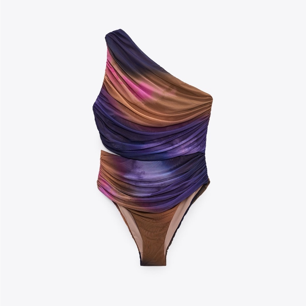 Zara Printed Tulle Swimsuit NWT Medium